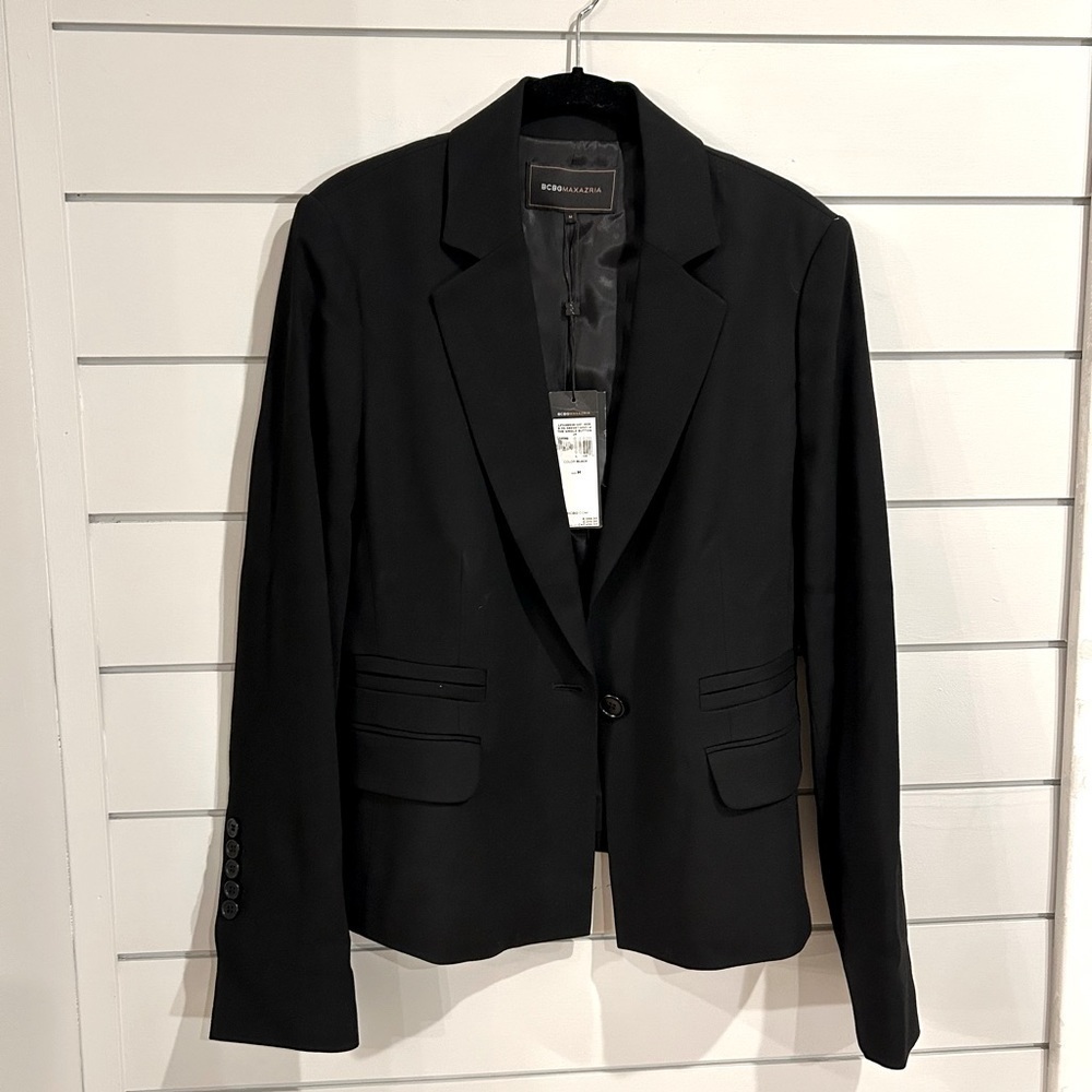 NWT BCBG Maxazria Maddy Single Button Jacket/Blazer / Black Size M